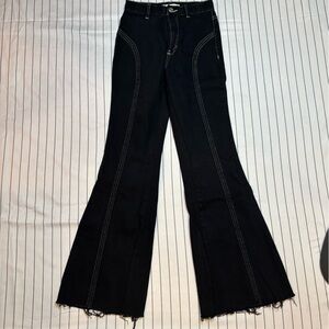 PacSun Black Highwaisted Flare Jeans with White Detailing